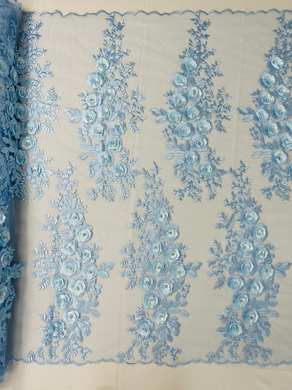 Rosa 3d Floral Design With Rhinestones 54" Wide| New Creations Fabric & Foam Inc.