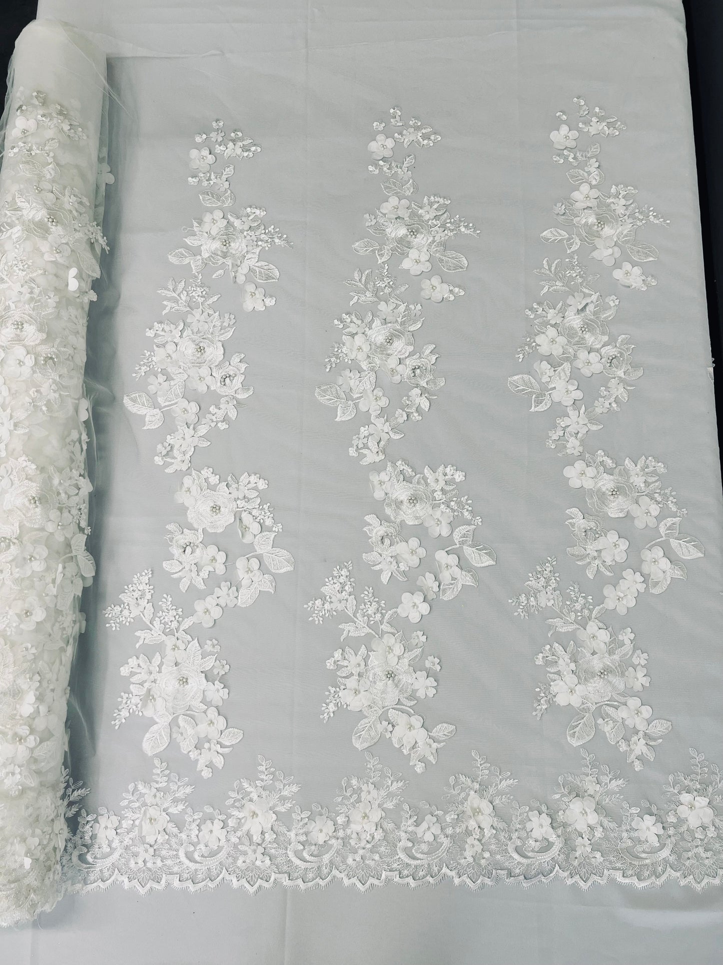 Scarlet 3d Floral Design Lace 54" Wide| New Creations Fabric & Foam Inc.