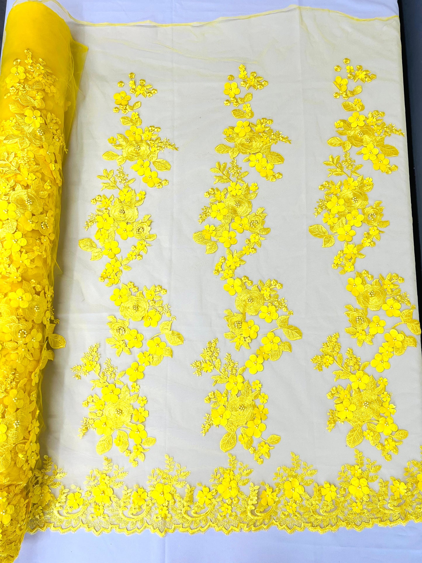 Scarlet 3d Floral Design Lace 54" Wide| New Creations Fabric & Foam Inc.