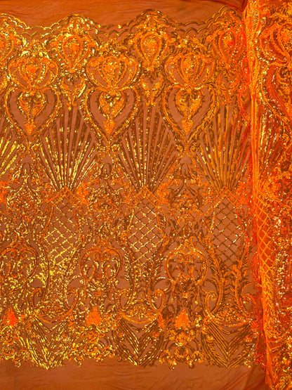 Sea Shell Sequin Damask Fabric 54” Wide| New Creations Fabric & Foam Inc.