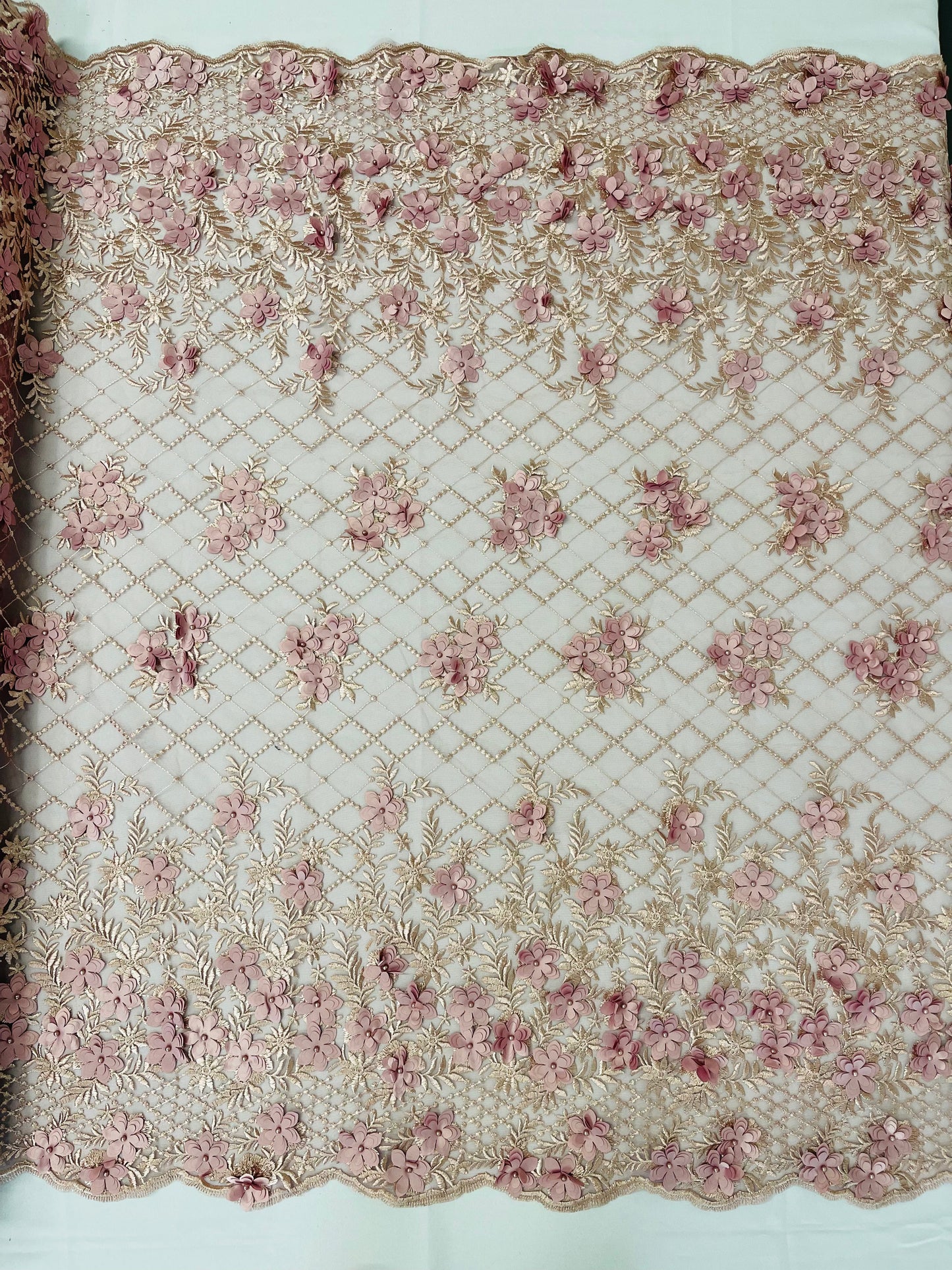 Lia 3d Floral Design Lace 54" Wide| New Creations Fabric & Foam Inc.
