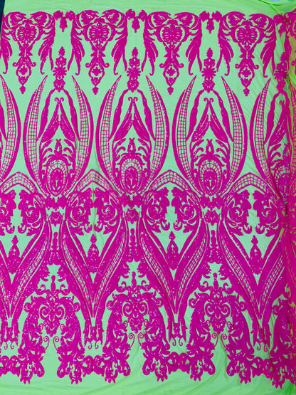 Big Sequin Damask Fabric 54” Wide| New Creations Fabric & Foam Inc.