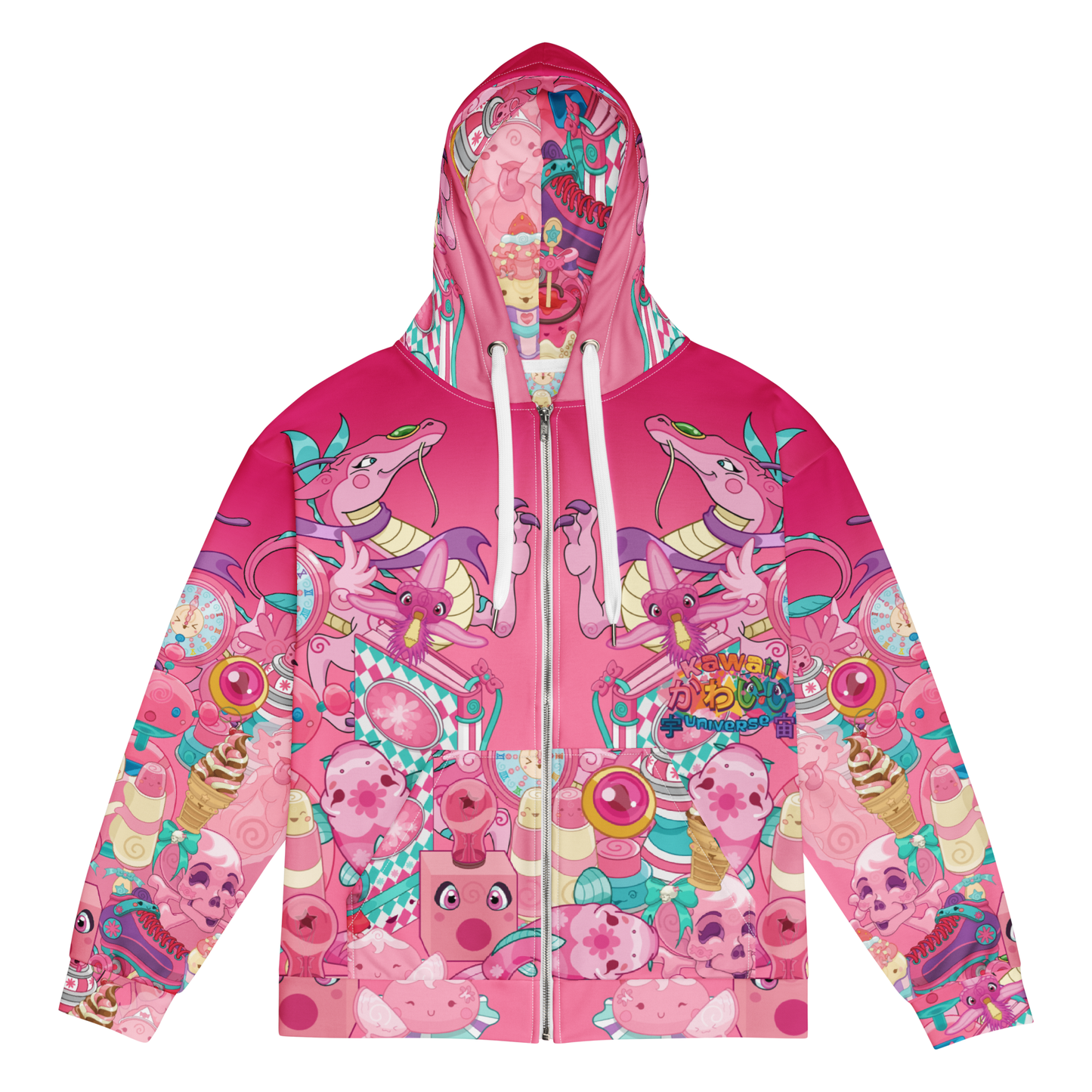 Kawaii Universe - Cute Hyper Nikomi Pink to Purple Unisex Zip Up Hoodie