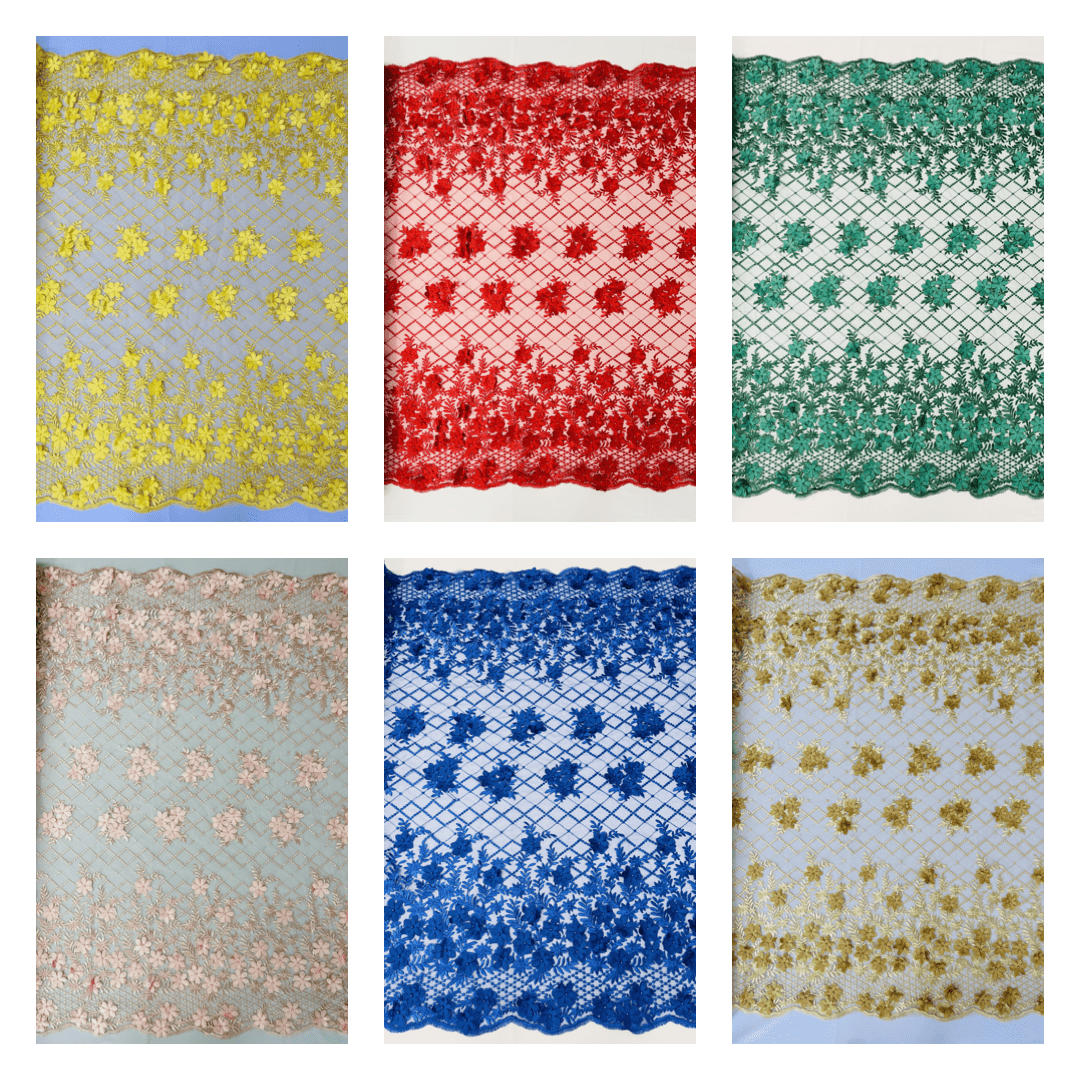 Lia 3d Floral Design Lace 54" Wide| New Creations Fabric & Foam Inc.