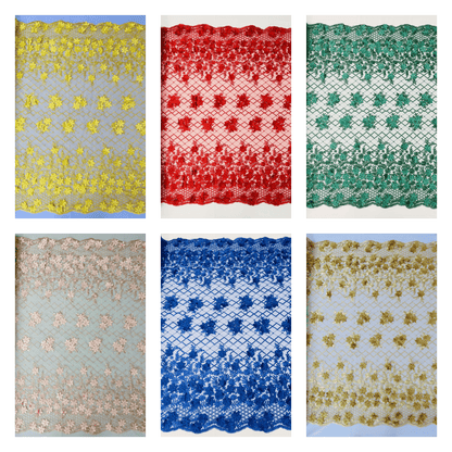 Lia 3d Floral Design Lace 54" Wide| New Creations Fabric & Foam Inc.