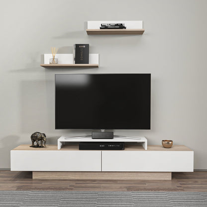 Lusi 71" Wide TV Stand for TVs up to 80" with 2 Wall Shelves