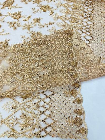 Modern Luxury Beaded Fabric 54” Wide| New Creations Fabric & Foam Inc.