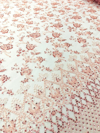 Modern Luxury Beaded Fabric 54” Wide| New Creations Fabric & Foam Inc.