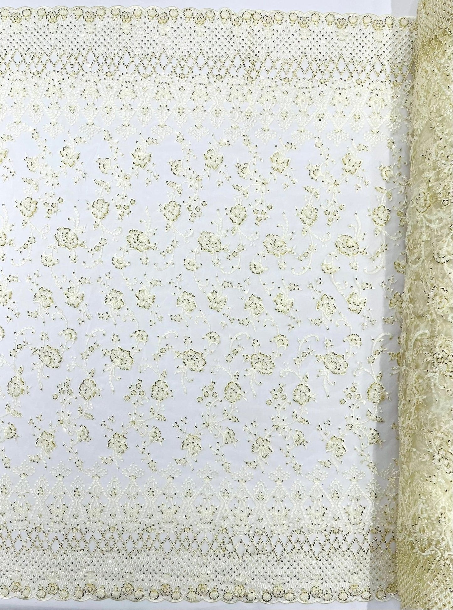 Modern Luxury Beaded Fabric 54” Wide| New Creations Fabric & Foam Inc.