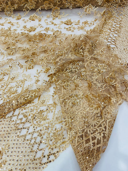 Modern Luxury Beaded Fabric 54” Wide| New Creations Fabric & Foam Inc.
