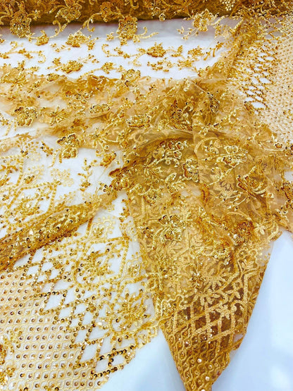 Modern Luxury Beaded Fabric 54” Wide| New Creations Fabric & Foam Inc.