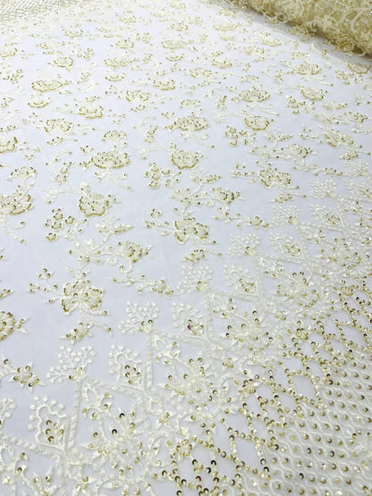 Modern Luxury Beaded Fabric 54” Wide| New Creations Fabric & Foam Inc.