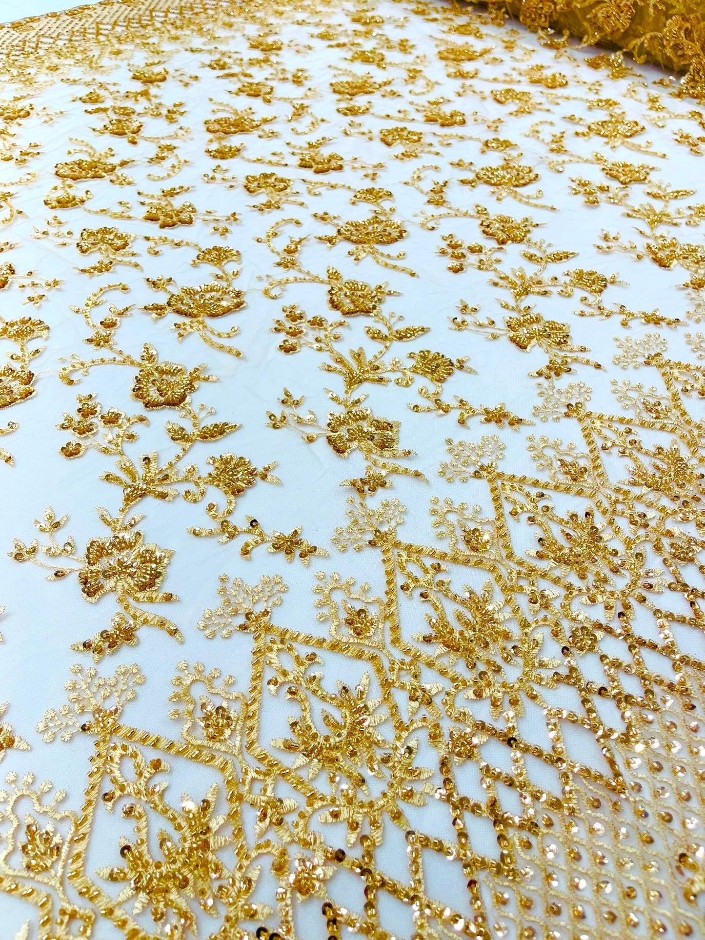 Modern Luxury Beaded Fabric 54” Wide| New Creations Fabric & Foam Inc.