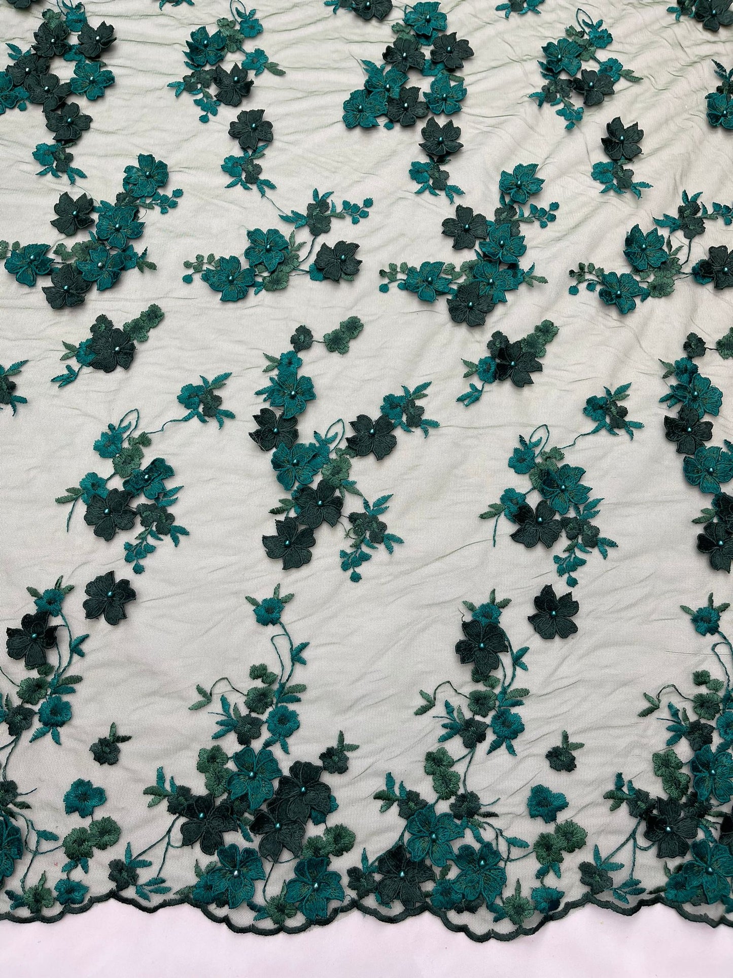 Multi Color 3d floral Daisy Design Embroider Lace 54" Wide| New Creations Fabric & Foam Inc.