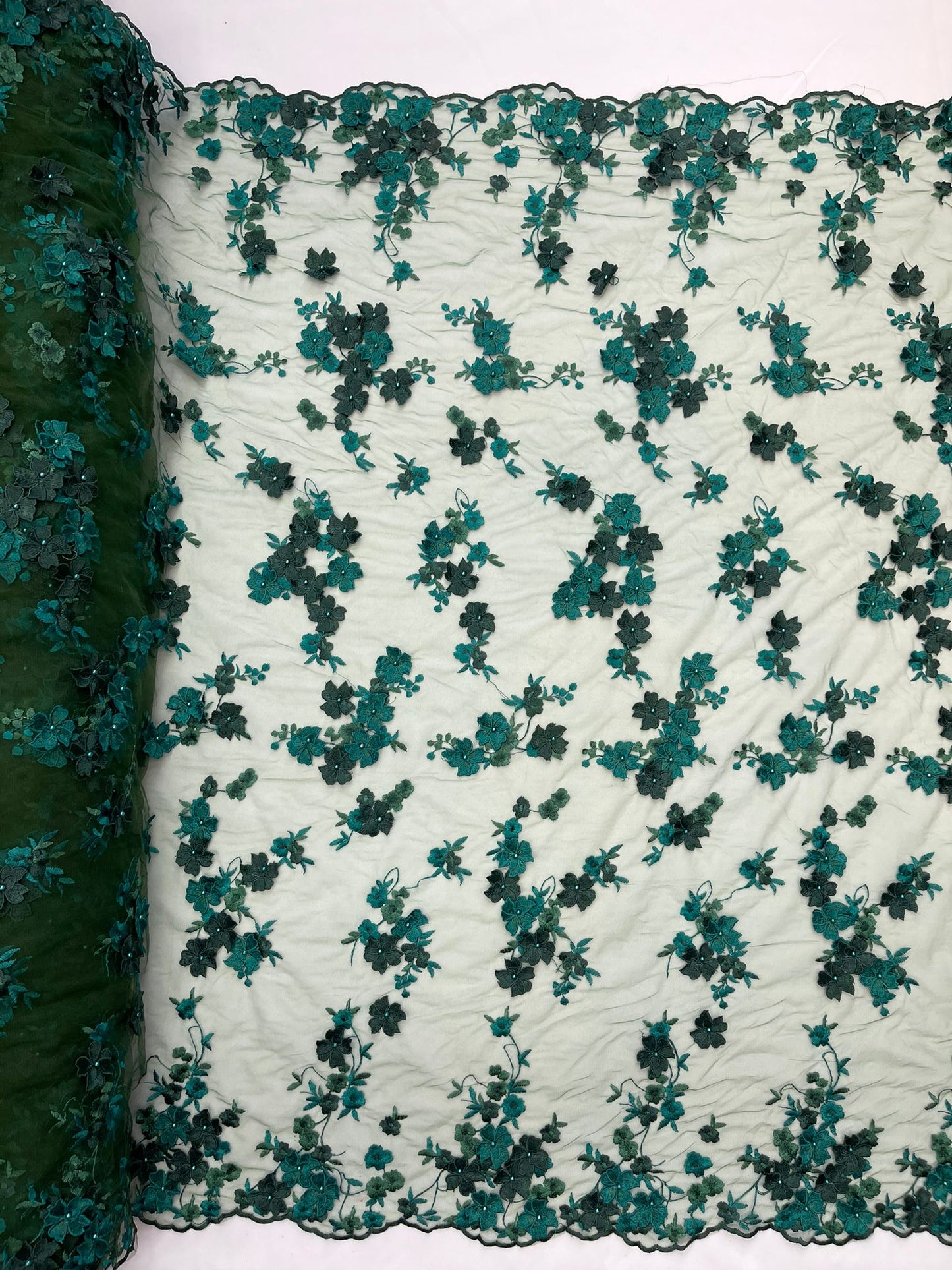 Multi Color 3d floral Daisy Design Embroider Lace 54" Wide| New Creations Fabric & Foam Inc.