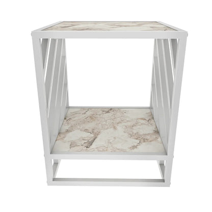 Norm 21 inch Tall Side End Table with Metal Frame