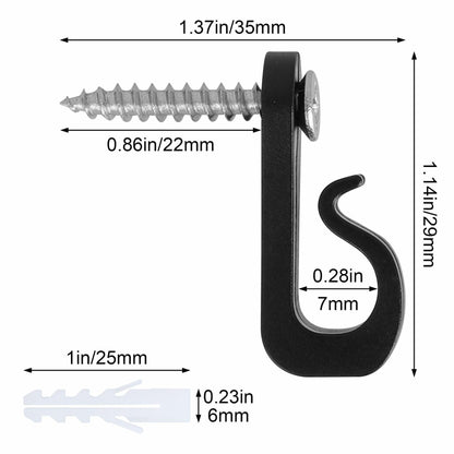Q Hanger 36Pcs Outdoor String Light Hooks Black Weatherproof Screw-in
