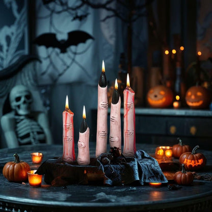 Witch Finger Candles 5 Pack Devil Designs Black Nails Indoor Gothic Decor
