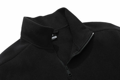 KAIDER Women's Plus Size Polar Fleece Pullover Jacket Black Quarter-Zip Long