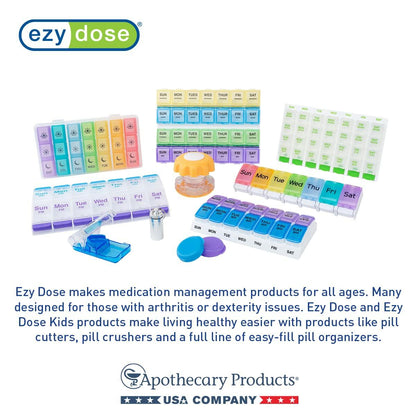 EZY DOSE Travel Pill Organizer Gray Compact Portable Medicine Case with Mirror