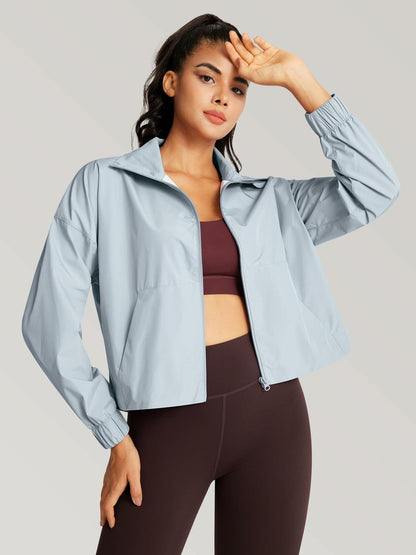 GYM RAINBOW Womens Waterproof Windbreaker Jacket Blue Size M