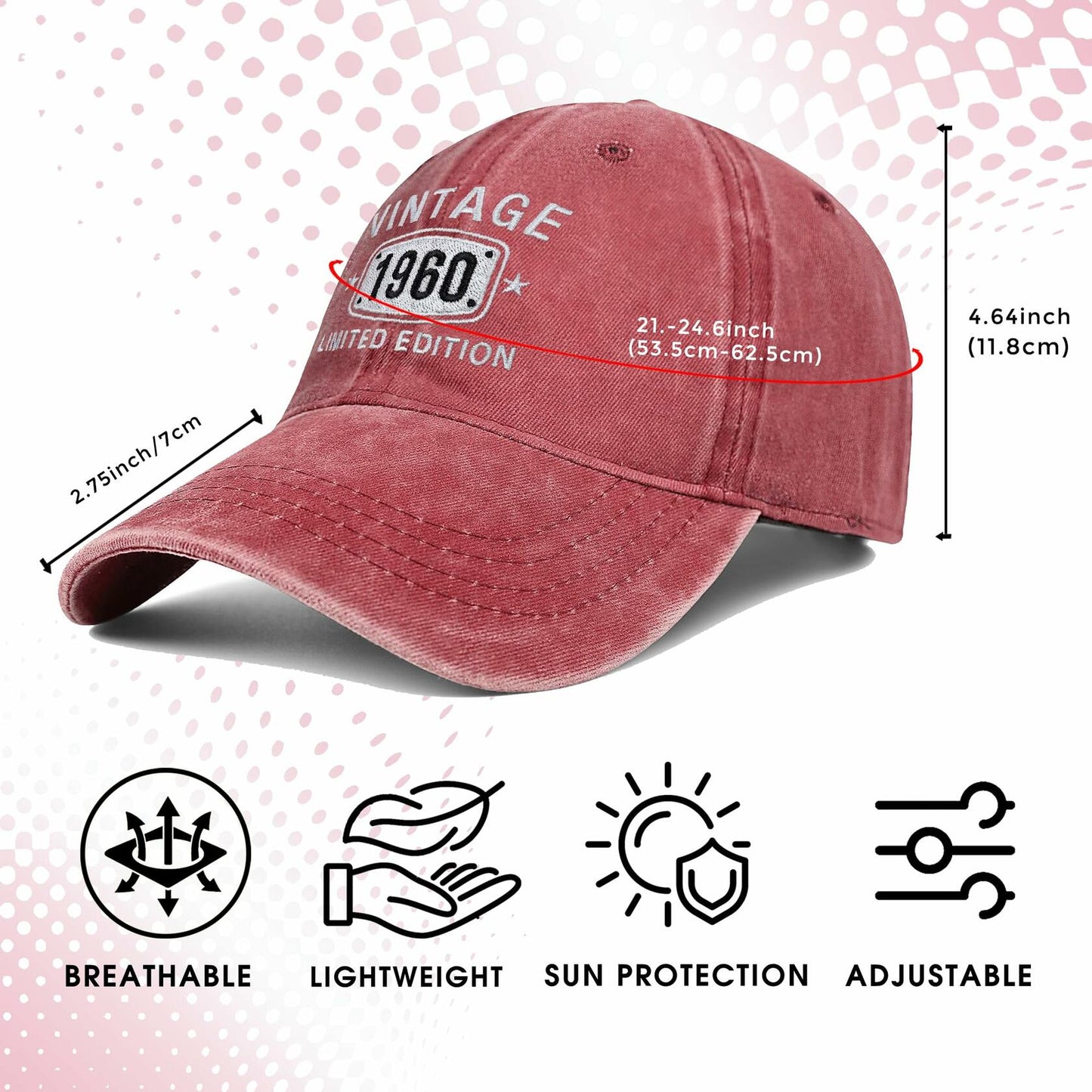 66th Birthday Vintage 1959 Embroidered Baseball Cap - Unisex Hat New