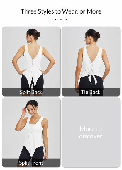 baleaf Women's White Sleeveless Loose Fit Yoga Tank Top Athletic L