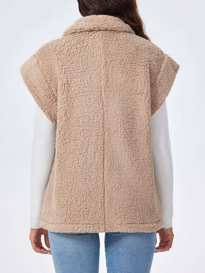 Tankaneo Womens Sherpa Fleece Vest Lightweight Teddy Jacket - Size L