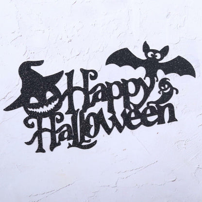 Totelux Halloween Cake Toppers 10Pcs Black Pumpkin Bat Ghost Glitter