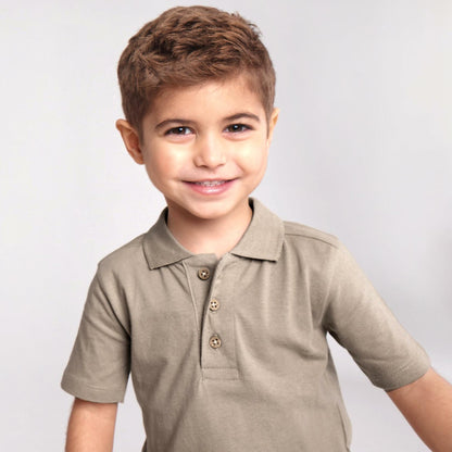HonestBaby Polo T-Shirt Organic Cotton Infant Unisex Khaki - Size Newborn