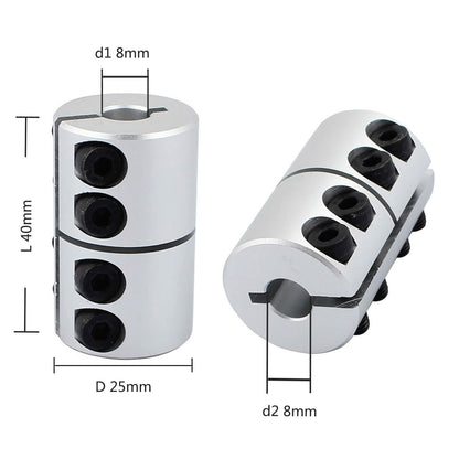 TA-VIGOR 8mm to 8mm Shaft Coupling D25xL40mm Aluminum Alloy Rigid Coupler