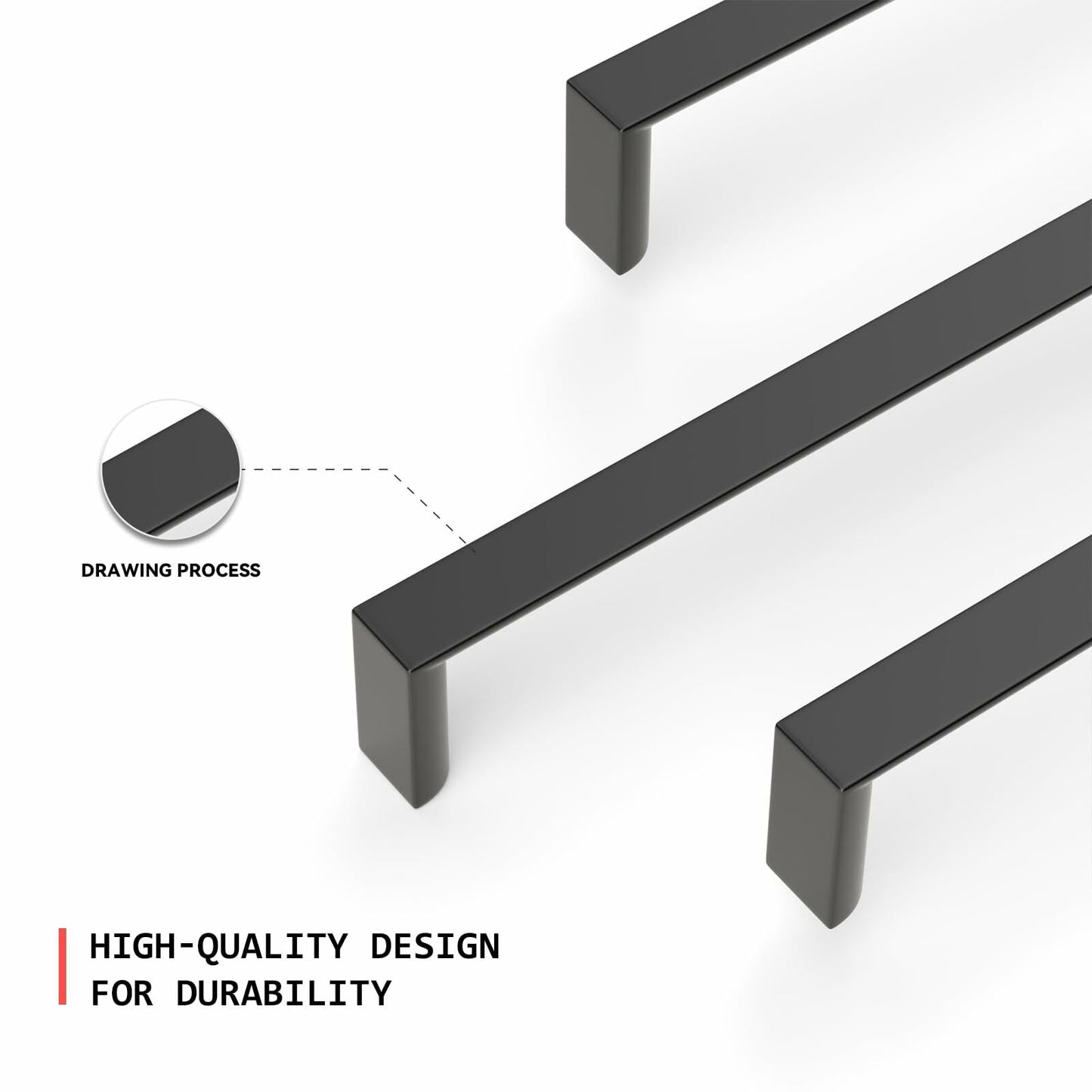 homdiy Cabinet Handles Matte Black 3.75in 96mm Hole Centers 10Pack