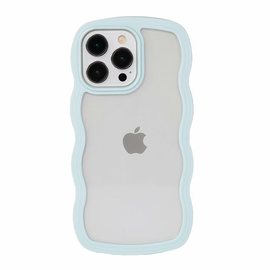 Weycolor iPhone 13 Pro Max TPU Shockproof Case Blue Kawaii Curly Wave