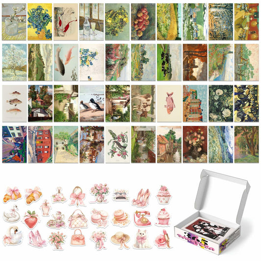 365DoRoTeYa Vintage Eclectic Wall Art Prints 40PCS Colorful Maximalist Decor