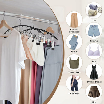 Hendiy Black Metal Pants Hanger Organizer with 10 Clips Space Saving Closet