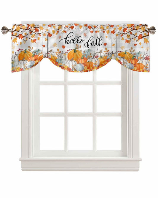 RisQiten Hello Fall Tie Up Valance Curtains Orange 54x18