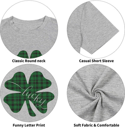 St Pattys Day Shirt Women Lucky Clover Funny St Patrick's Tee Size M