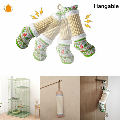 FuneeTop Interactive Cat Kicker Toy Stocking Shape 12'' Natural Sisal Red
