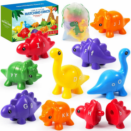 52 PCS Double-Sided ABC Alphabet Dinosaur Toy Montessori Colors Matching Game