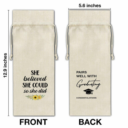 Graduation Wine Gift Bags for Women Daughter Sister Granddaughter 2 Pcs