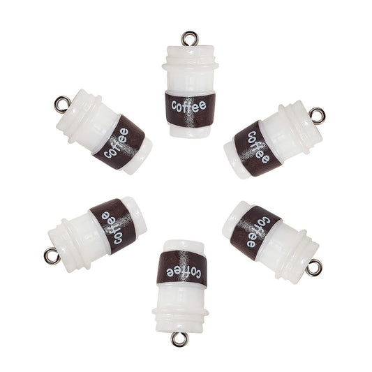 DanLingJewelry 20pcs Resin Coffee Cup Pendants with Loop for DIY Crafts