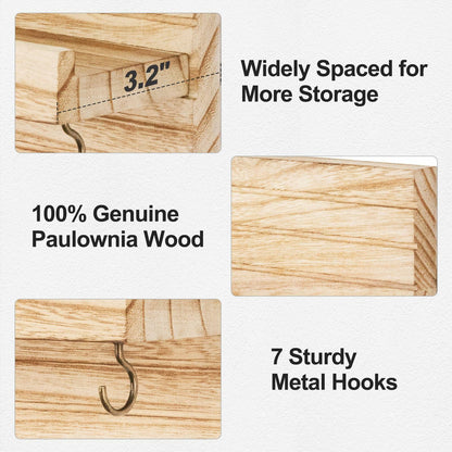 Lwenki Wall Mount Key Holder with 7 Hooks & Shelf 13.8x5.3x3.2 Inches