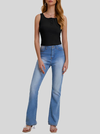 Bloggerlove Womens Summer Ribbed Knit Crop Tank Top Black XL