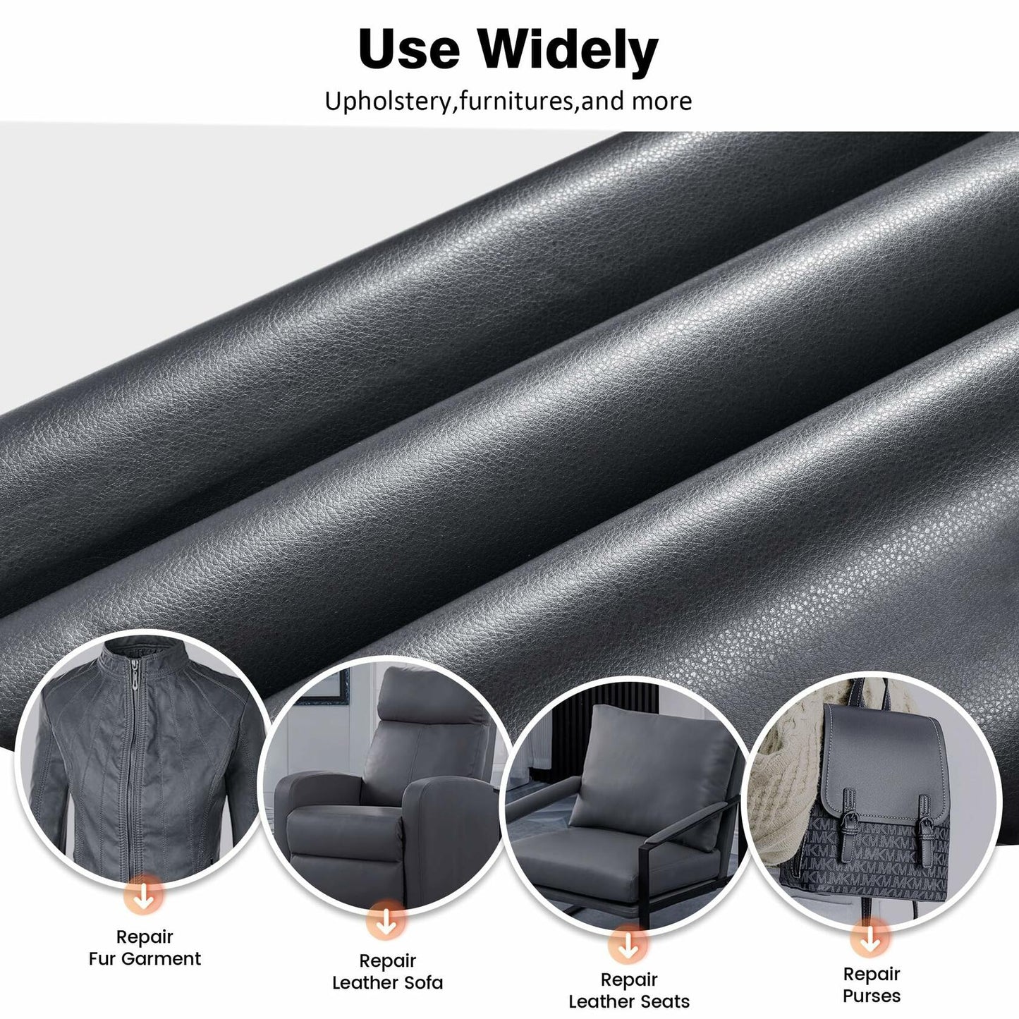 HUISUNO Leather Repair Patch for Furniture Couch Car Seats DeepGrey 20x30