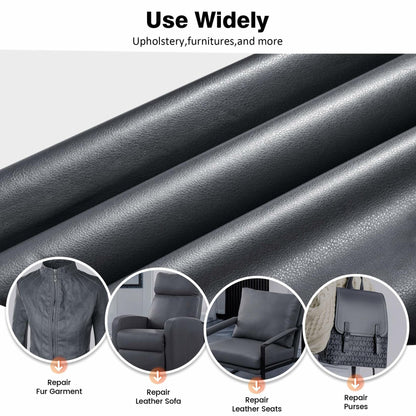 HUISUNO Leather Repair Patch for Furniture Couch Car Seats DeepGrey 20x30