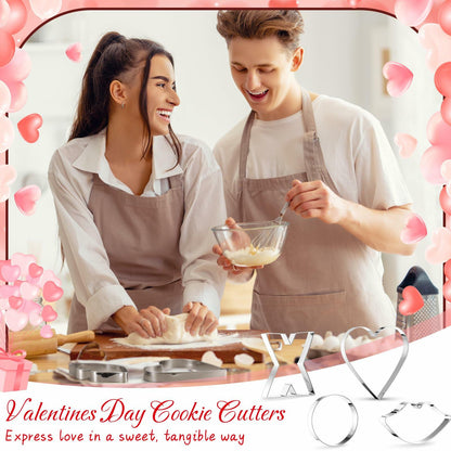 Nuogo 4 Pcs 7.9" Heart Stainless Steel Cookie Cutters Set XOXO Lips