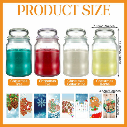 Tioncy Christmas Scented Candle Gift Set 68oz 4 Pcs Apple Cookies Mint