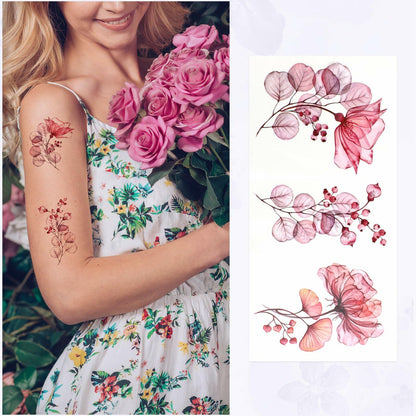 Jeffdad 20 Sheets Watercolor Floral Temporary Tattoos Stickers for Women