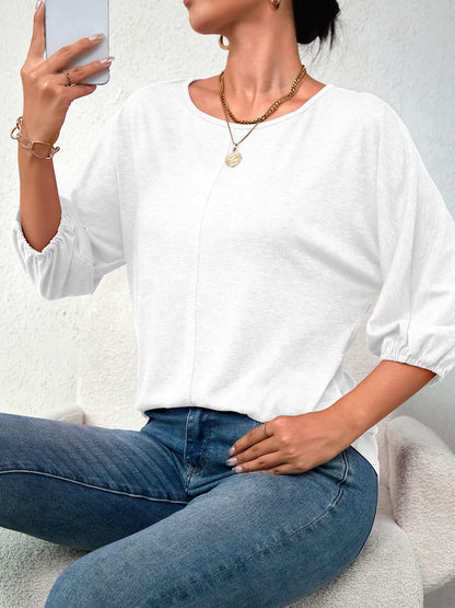 TAKEYAL Women's 3/4 Sleeve Basic Tee Shirt White Size XL