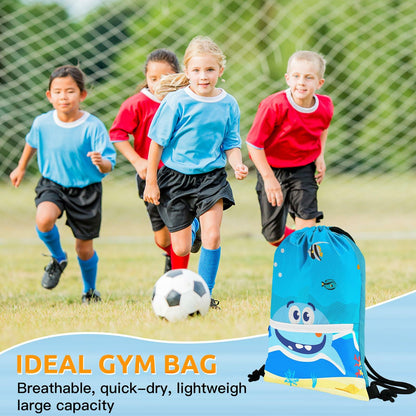 Slohif Kids Drawstring Backpack Green Dinosaur Waterproof Nylon Large